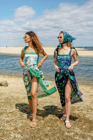 Jessie Zhao New York Beach Sarong Wrap in Leopards In The Verdant Wild