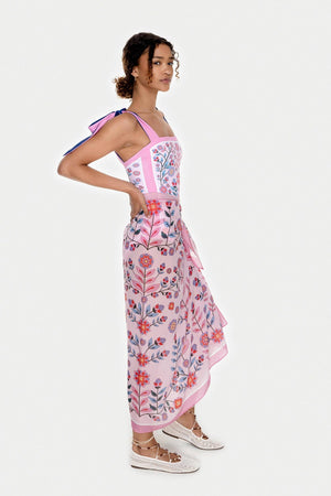 Jessie Zhao New York Beach Sarong Wrap in Pink Garden