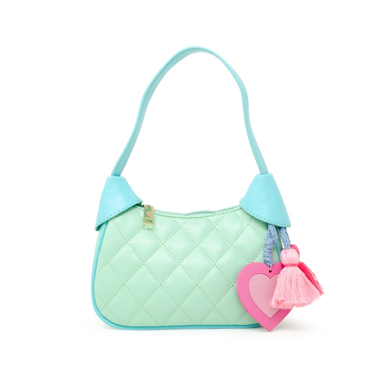 Zomi Gems Quilted Shoulder Bag in Aqua