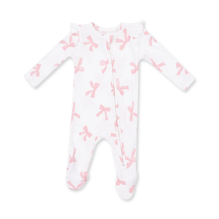 Angel Dear 2 Way Zipper Ruffle Sleeve Footie in Pretty Bows