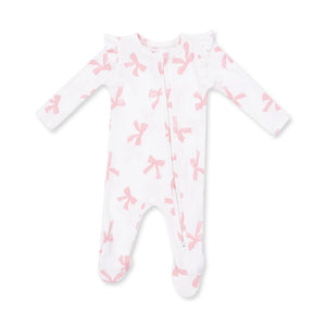 Angel Dear 2 Way Zipper Ruffle Sleeve Footie in Pretty Bows