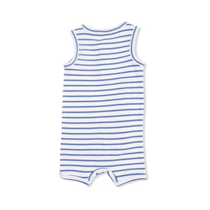 Angel Dear Henley Shortie Romper in Navy Stripe