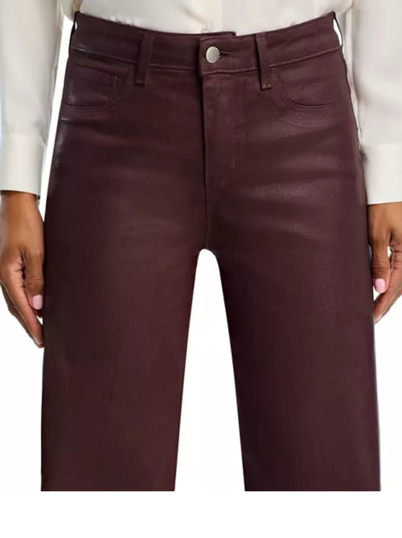 L'Agence Scottie Wide Leg Coated Jean in Chocolate