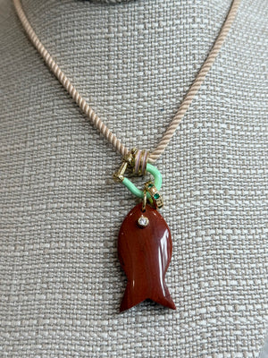 Forever Blythe Gemstone Single Fish Pendant Necklace - Assorted