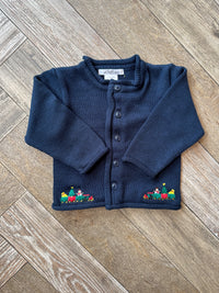 A Soft Idea Christmas Train Cardigan in Navy