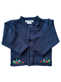 A Soft Idea Christmas Train Cardigan in Navy