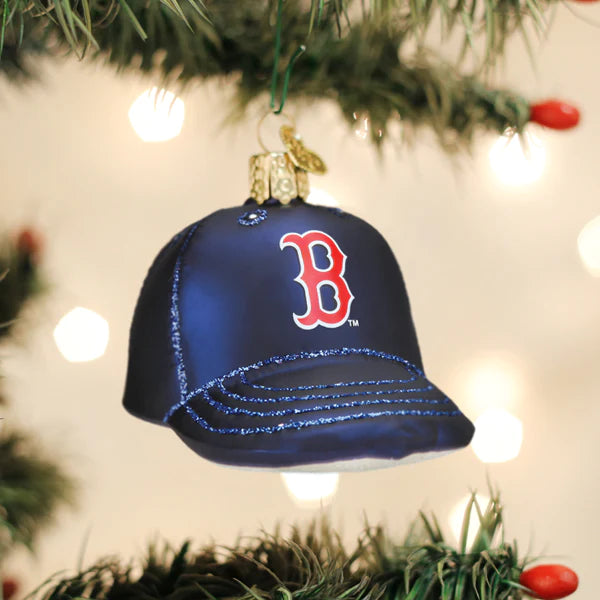 Old World Christmas Red Sox Baseball Cap Ornament