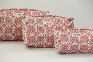 MYNAHbySmitha Quilted Travel Bag in Apricot Blush Floral -Assorted Sizes