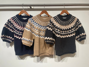 Puff Sleeve Fair Isle Crew