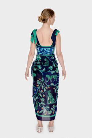 Jessie Zhao New York Beach Sarong Wrap in Leopards In The Verdant Wild