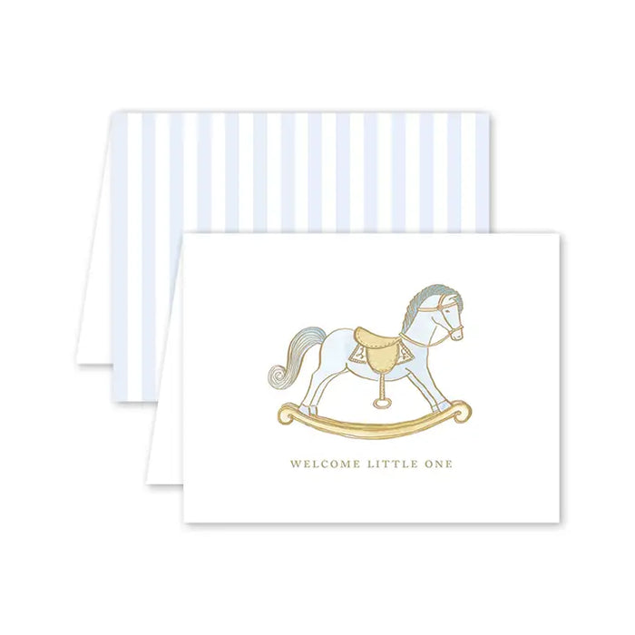 Dogwood Hill Petit Jouet Cheval Blue Baby Card