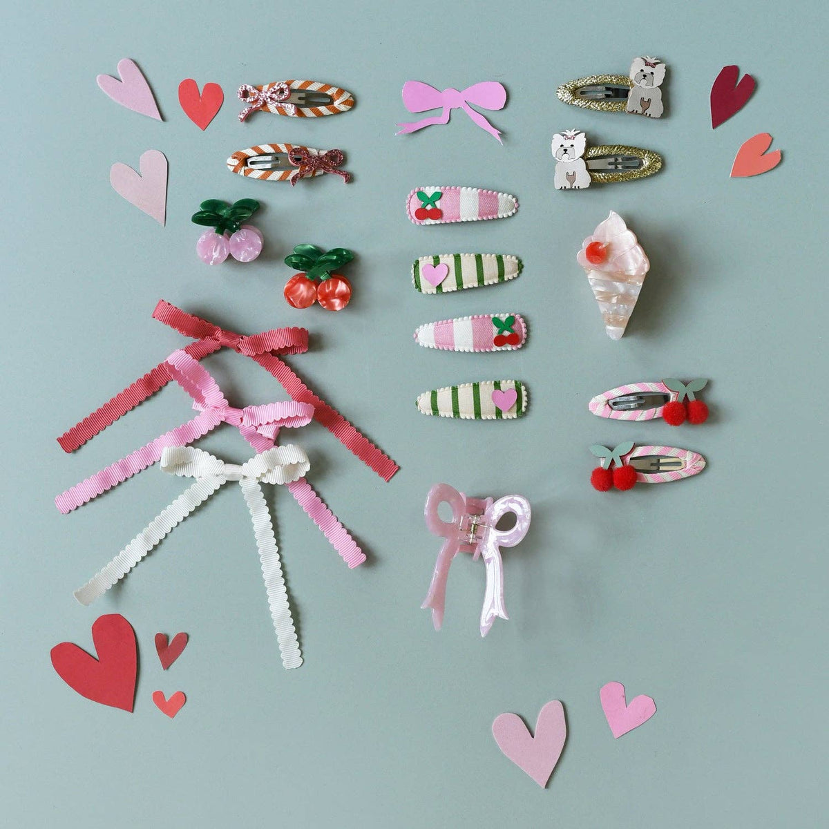Rockahula Stripy Glitter Bow Clips