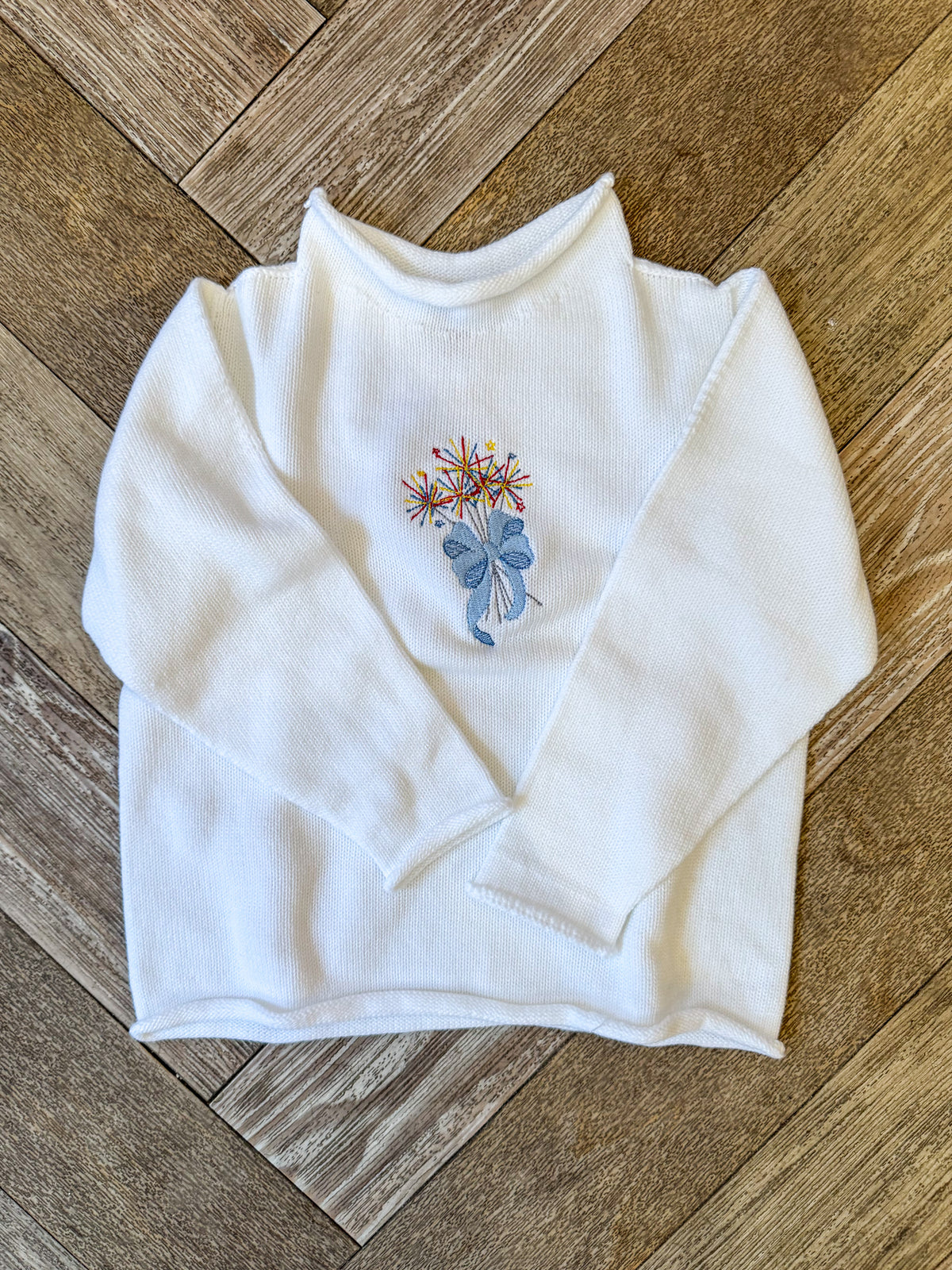 A Soft Idea Sparklers Roll Neck Sweater in White