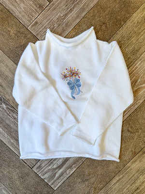 A Soft Idea Sparklers Roll Neck Sweater in White