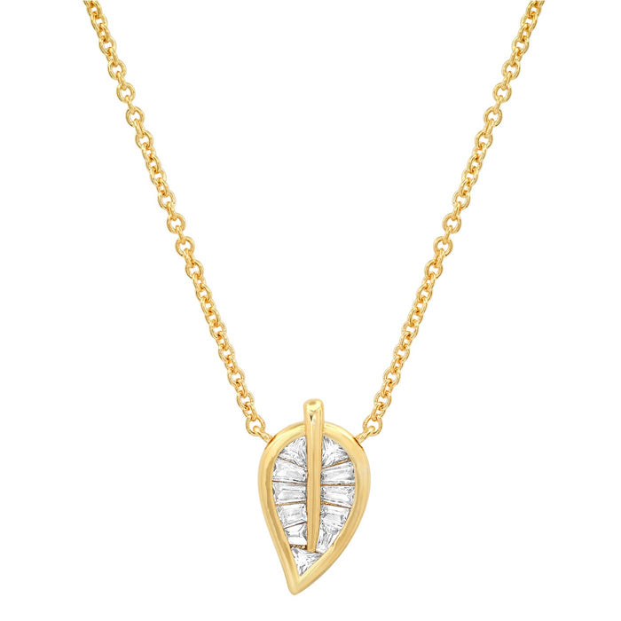 Tai Baguette Baguette Leaf Pendant Necklace