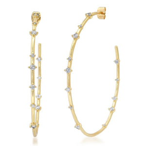 Tai Extra Large Gold Hoops with Cz Stations