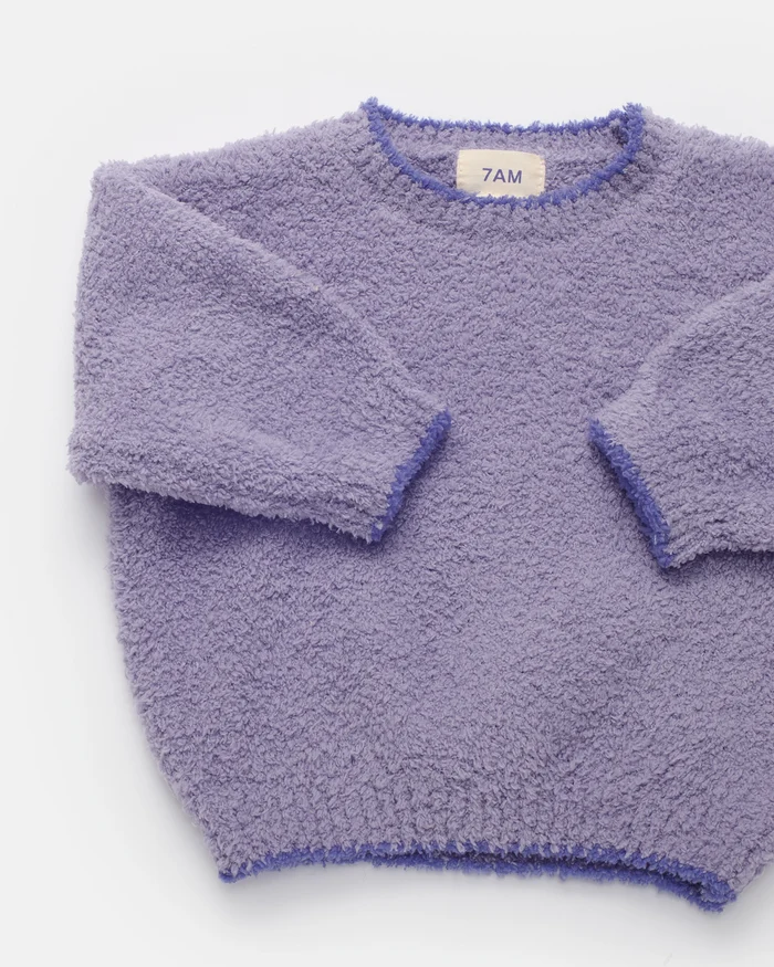 7AM Enfant Boxy Fuzzy Sweater in Taro