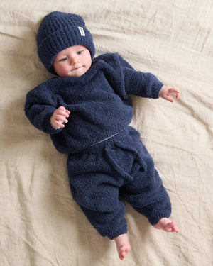 7AM Enfant Fuzzy Boxy Lounge Pant in Navy