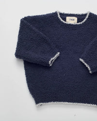7AM Enfant Boxy Fuzzy Sweater in Navy