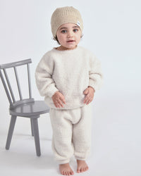 7AM Enfant Fuzzy Boxy Lounge Pant in Ecru