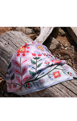 Jessie Zhao New York Double Sided Silk Scarf in Pink Garden