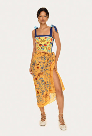Jessie Zhao New York Beach Sarong Wrap in Amazon Rainforest Yellow