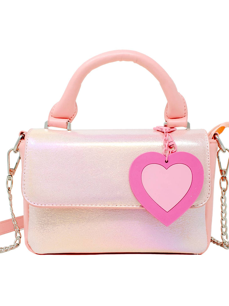 Zomi Gems Shiny Baguette Heart Handbag in Pink