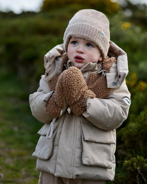 7AM Enfant Sherpa Benji Appliqué Mitten in OatCacao