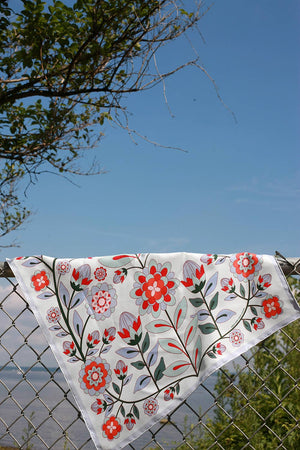 Jessie Zhao New York Double Sided Silk Scarf in Pink Garden