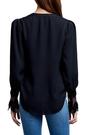 L'Agence Ava Lace Cuff Blouse in Black