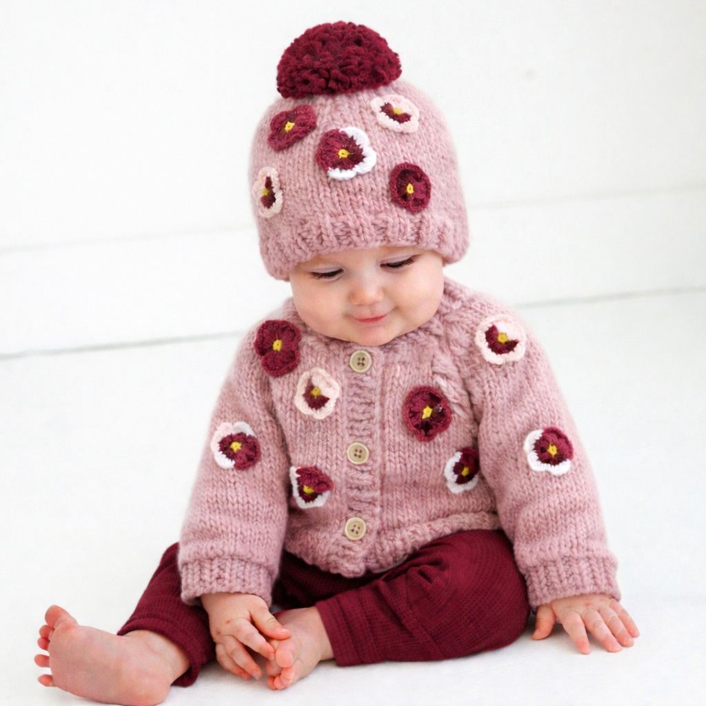 Huggalugs - Pansy Cardigan Rosy for Baby & Toddler