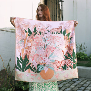 Jessie Zhao New York Double Sided Silk Scarf in Jungle Gathering