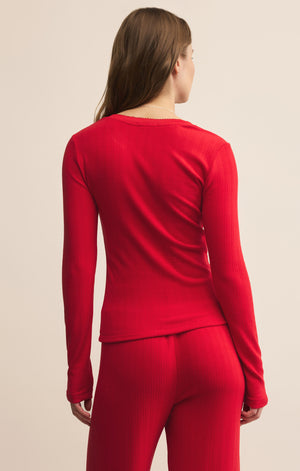 Z Supply Holly Pointelle Top in Festive Red