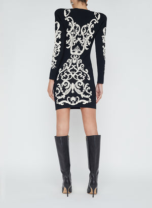 L'Agence Amadi Jacquard Dress in Black/Bone