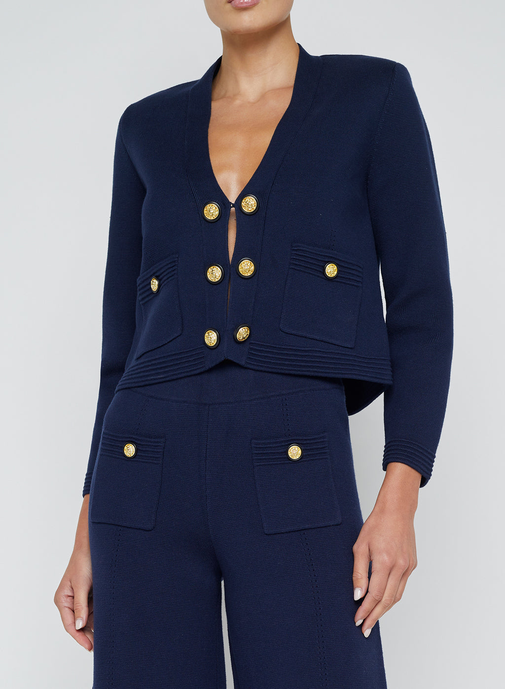 L'Agence Catie V-neck Blazer in Midnight/Gold