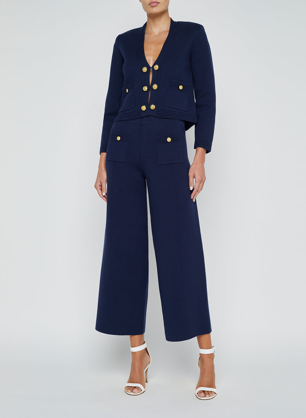 L'Agence Catie V-neck Blazer in Midnight/Gold