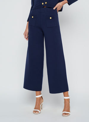 L'Agence Madrid Wide Leg Pant in Midnight/Gold