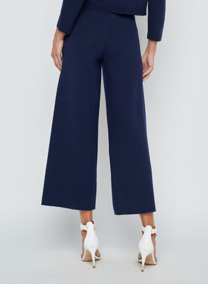 L'Agence Madrid Wide Leg Pant in Midnight/Gold