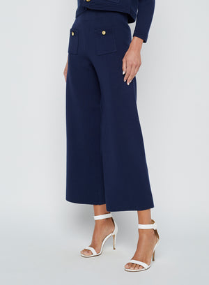 L'Agence Madrid Wide Leg Pant in Midnight/Gold