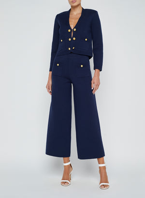 L'Agence Madrid Wide Leg Pant in Midnight/Gold