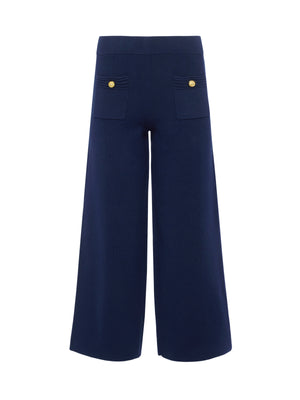 L'Agence Madrid Wide Leg Pant in Midnight/Gold