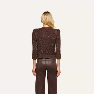 L'Agence Thistle Sequined Cardigan in Black/Java/Sequins