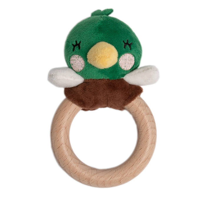 Pearhead Mallard Duck Wooden & Plush Baby Teether