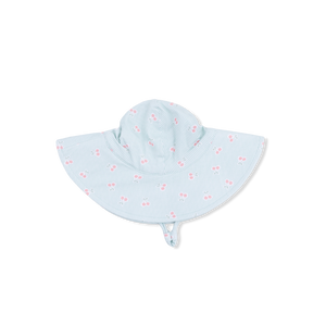 Angel Dear Wide Brim Sunhat in Tiny Cherry Stripe