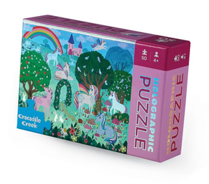 Crocodile Creek 50-Piece Mini HolographicSparkling Unicorn  Puzzle