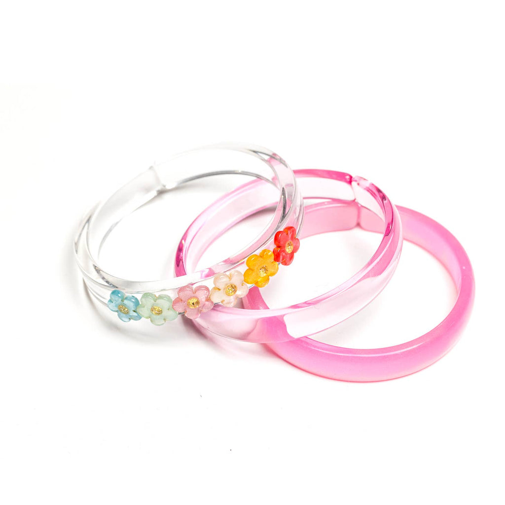 Lilies & Roses Pearl Colors Flowers + Pink Bangle