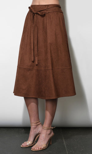Greylin Wren Suede Midi Skirt in Camel