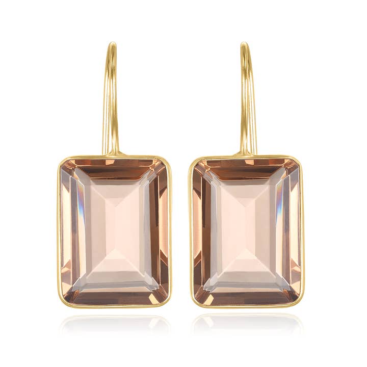 Amelia Rose Emerald Cut Valencia Earrings in Champagne/Gold