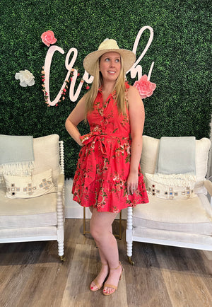 Cara Cara Hannah Mini Dress in Chintz Guava