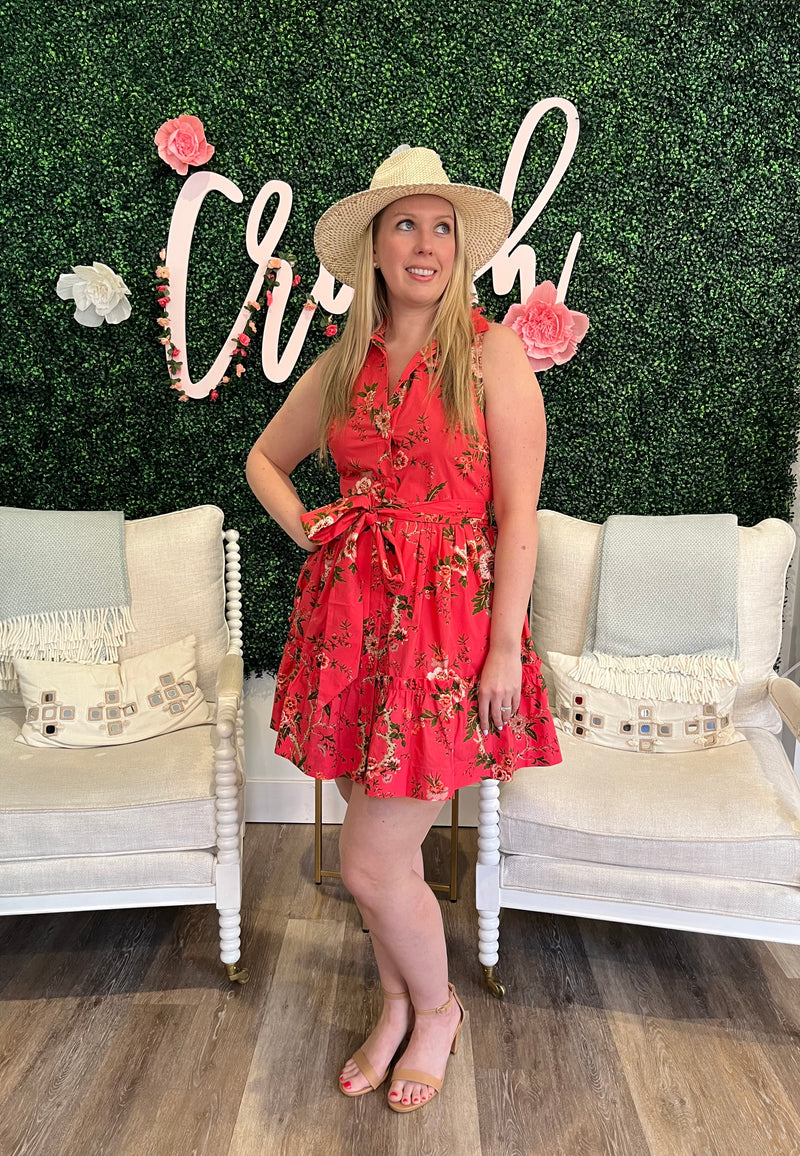 Cara Cara Hannah Mini Dress in Chintz Guava